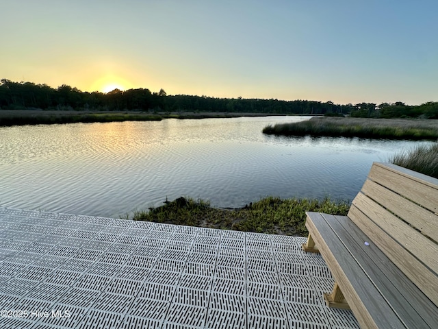 view of dock featuring a water view