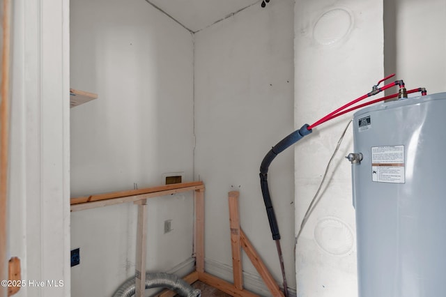 utility room with electric water heater