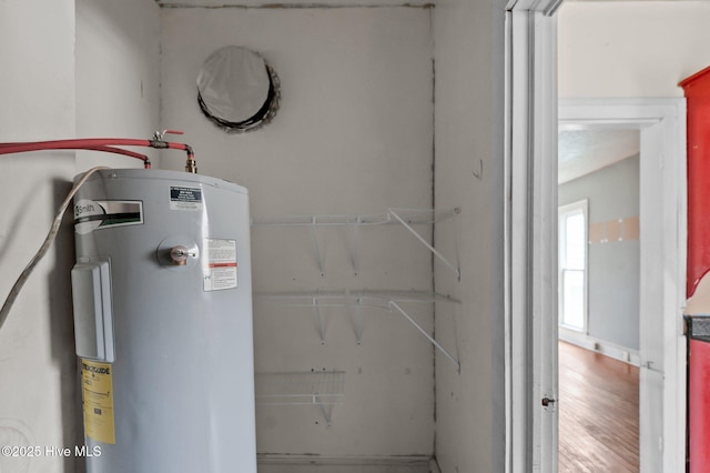 utility room with water heater