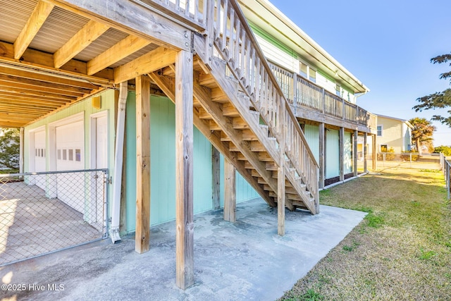 exterior space featuring a garage