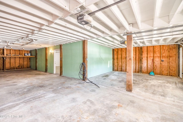 garage with a garage door opener