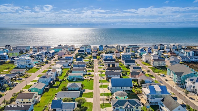 aerial view with a residential view and a water view