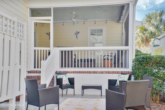 view of patio / terrace with outdoor lounge area and ceiling fan