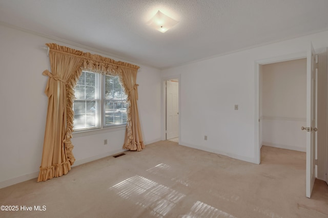 spare room featuring carpet floors and crown molding