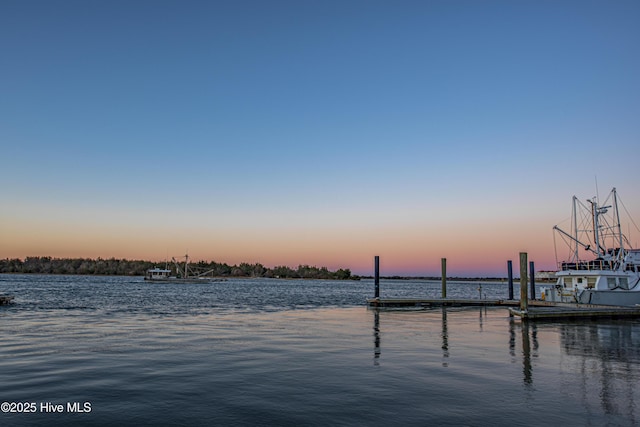 view of water feature featuring a dock