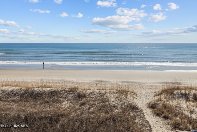 view of water feature featuring a view of the beach