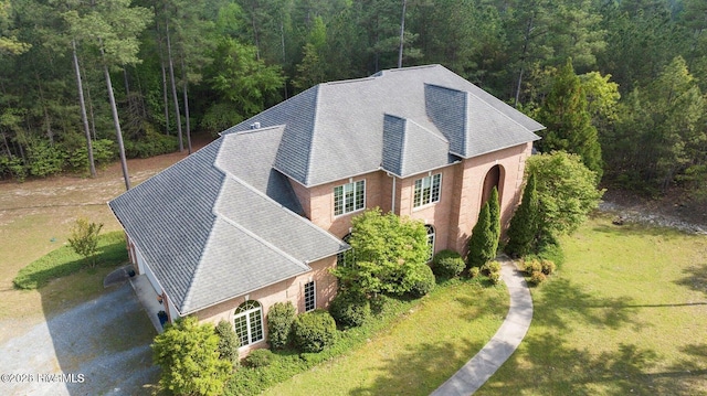 aerial view with a forest view