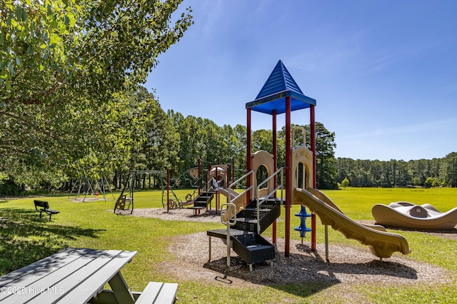 view of play area with a yard