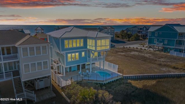 exterior space featuring a water view