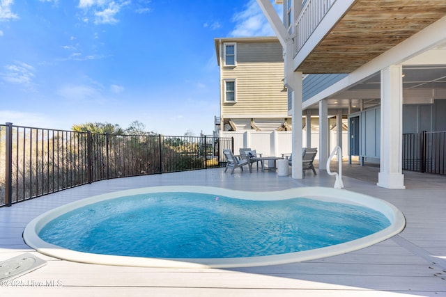 1012 Ocean Blvd W, Holden Beach, NC 28462 - view of pool with a patio, fence, and a fenced in pool