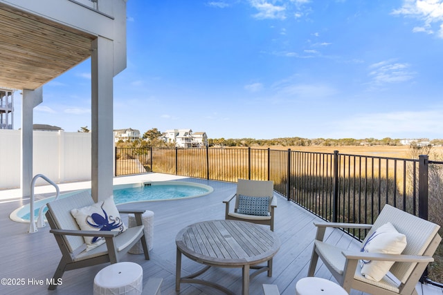 view of patio featuring a fenced in pool