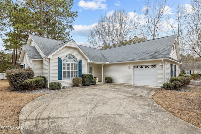 single story home with a garage