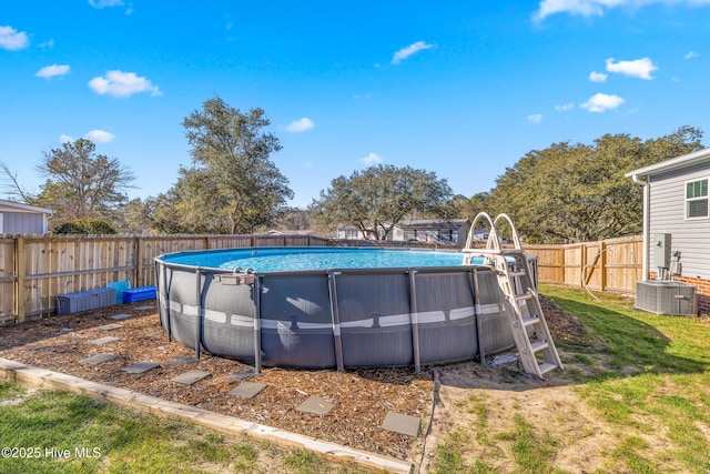 view of swimming pool with cooling unit