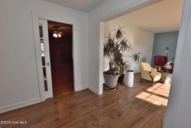 hallway featuring dark hardwood / wood-style flooring