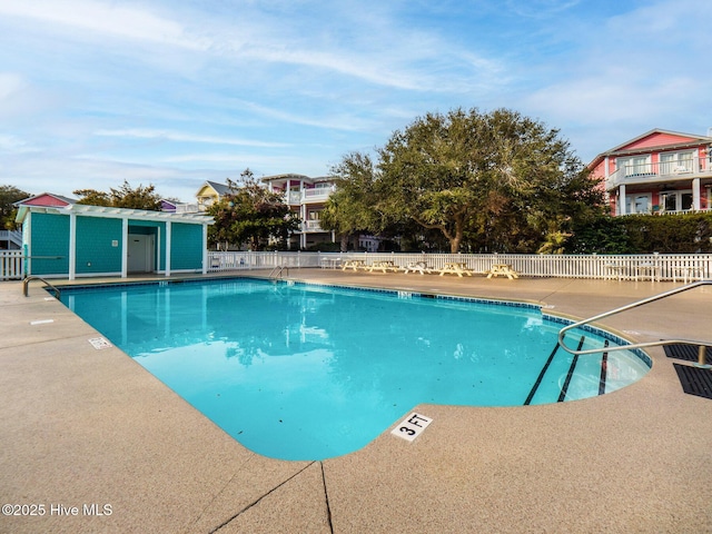 view of pool featuring a patio