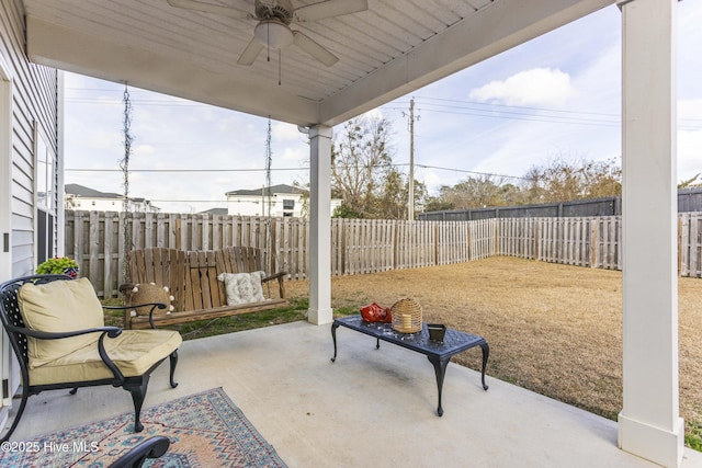 view of patio with ceiling fan