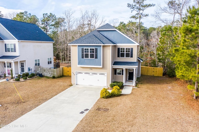 front of property with a garage