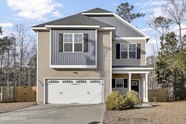 view of front facade featuring a garage