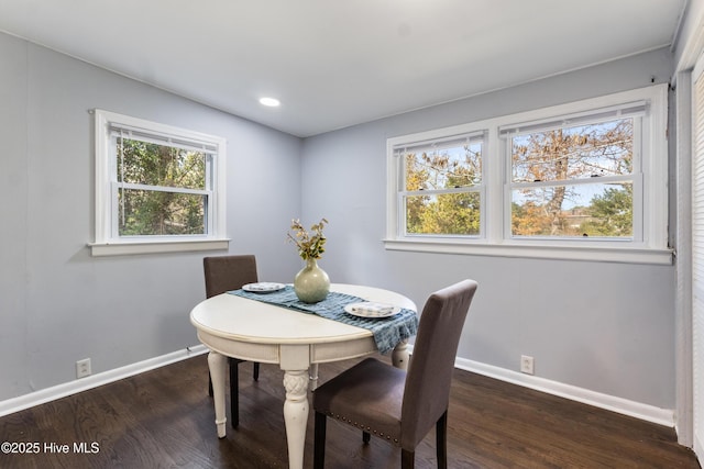 dining space featuring dark hardwood / wood-style floors