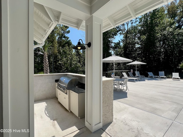 view of patio / terrace featuring an outdoor kitchen and grilling area