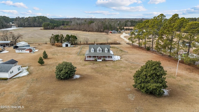 aerial view featuring a rural view