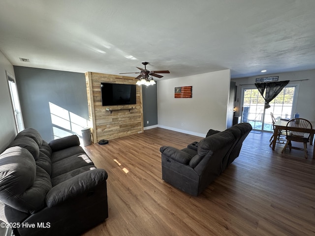 living room with hardwood / wood-style floors