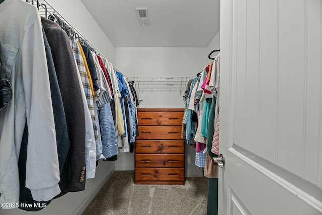 spacious closet with dark carpet