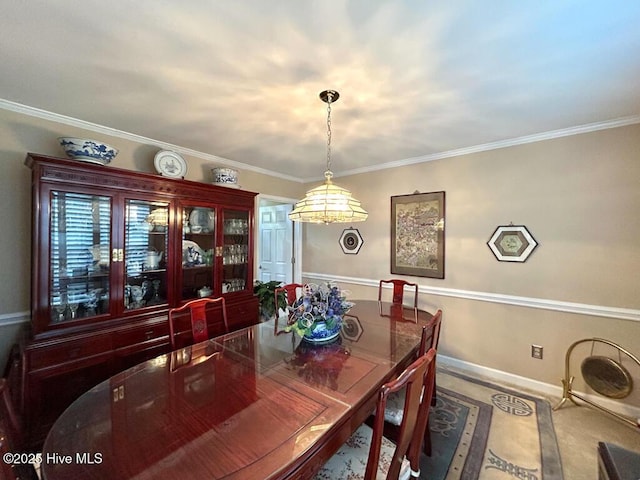 dining room with ornamental molding