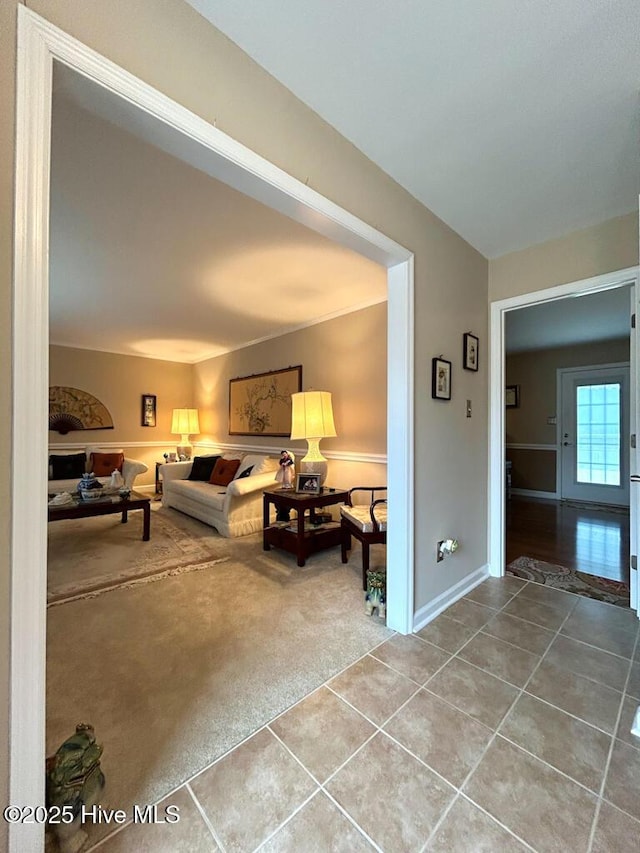 view of tiled living room