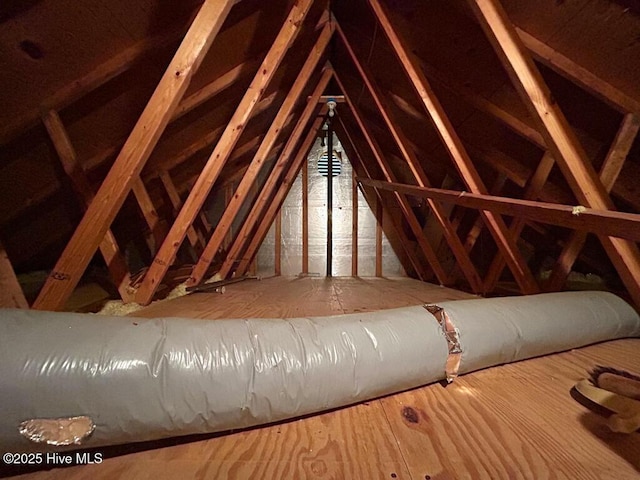 view of unfinished attic