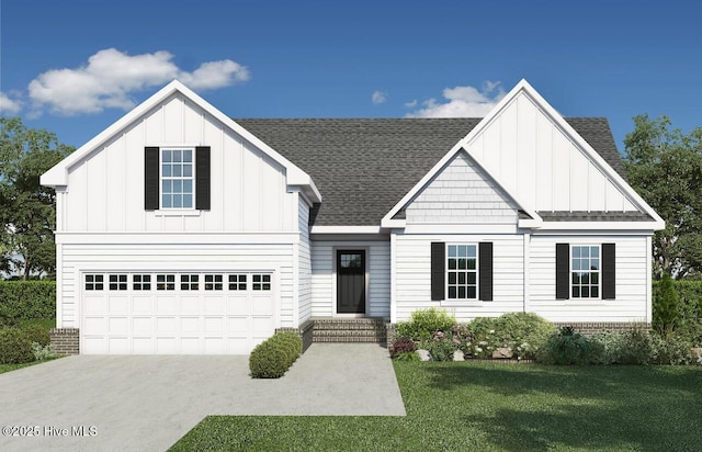 view of front facade with a garage and a front yard