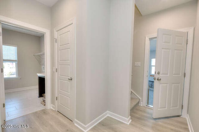 interior space with light hardwood / wood-style floors