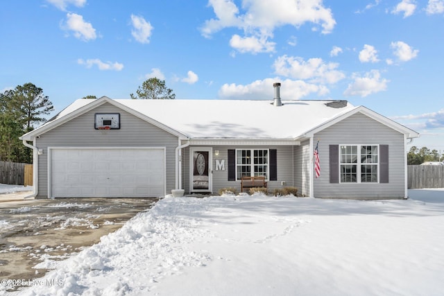 ranch-style home with a garage