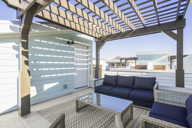 view of patio / terrace with a pergola and an outdoor hangout area