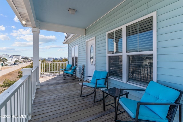 wooden deck with covered porch