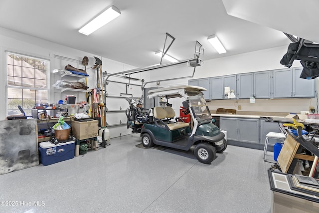 garage with a garage door opener