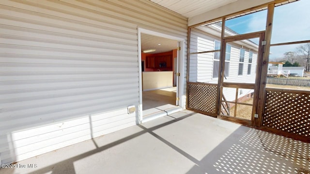 view of unfurnished sunroom