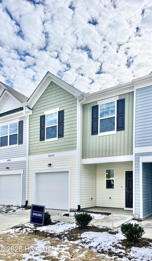 view of property featuring a garage