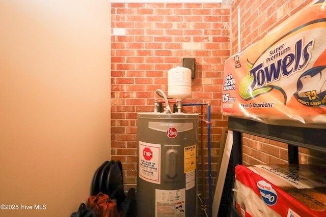 utility room with electric water heater