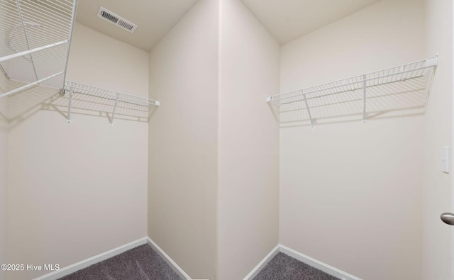 spacious closet with visible vents and carpet flooring