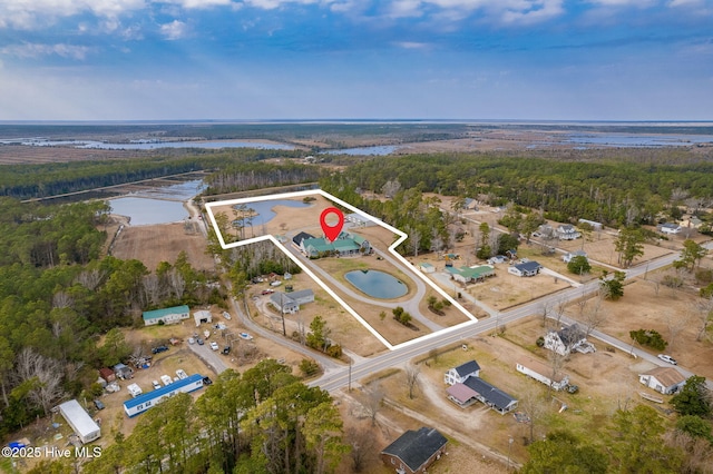 bird's eye view featuring a forest view