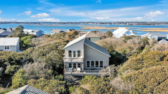 bird's eye view featuring a water view