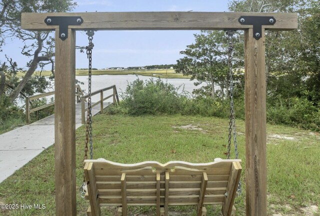 view of dock featuring a water view