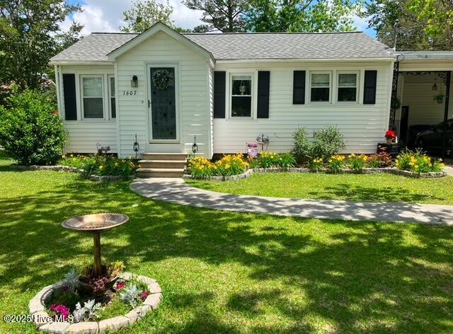 view of front of home featuring a front yard