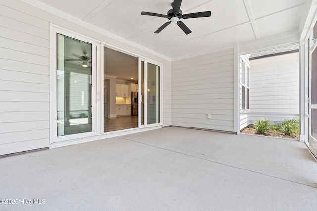 3836 Mason Port Dr, Wilmington, NC 28409 - unfurnished sunroom featuring a ceiling fan