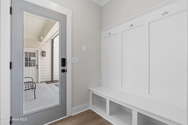 3836 Mason Port Dr, Wilmington, NC 28409 - mudroom featuring dark wood finished floors and baseboards