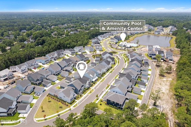 3836 Mason Port Dr, Wilmington, NC 28409 - aerial view of residential area with a nearby body of water and a heavily wooded area