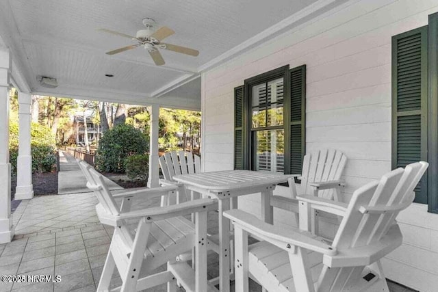 view of patio with ceiling fan