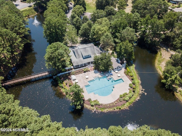 bird's eye view featuring a water view