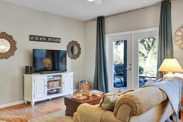 living room with hardwood / wood-style floors